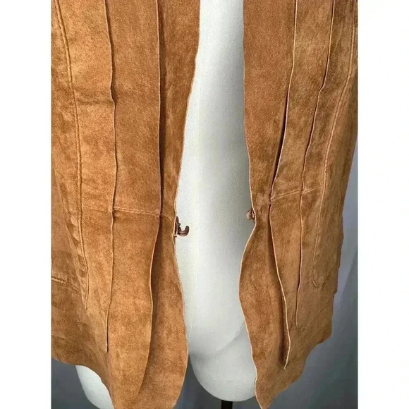Chico’s Women's Leather Vest Brown Suade size 2 Bohemian Boho Country Vests - Picture 4 of 9